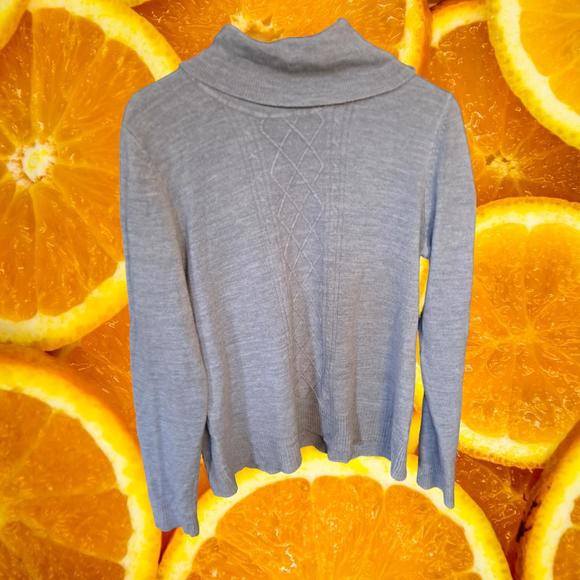 Karen Scott Gray‎ and White Marled Cowl Neck Sweater Size XL - Picture 1 of 5